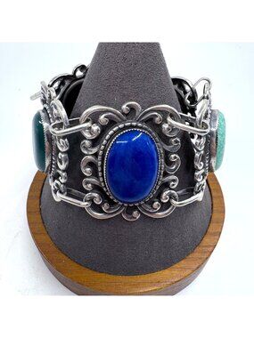 Danecraft Sterling Silver 925 Multi Gemstone Scroll Link Bracelet Size 8" Length